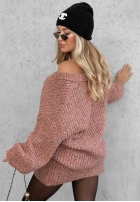 Sweterkowa Kleid mini z dekoltem w serek Cloud Hug Mokkafarben