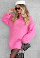 Miękki Pullover oversize z golfem Cozy Babe czekoladowo-Weiß