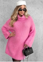 Miękki Pullover oversize z golfem Cozy Babe czekoladowo-Weiß