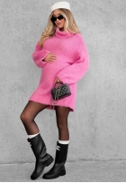 Miękki Pullover oversize z golfem Cozy Babe czekoladowo-Weiß