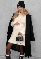 Miękki Pullover oversize z golfem Cozy Babe czekoladowo-Weiß