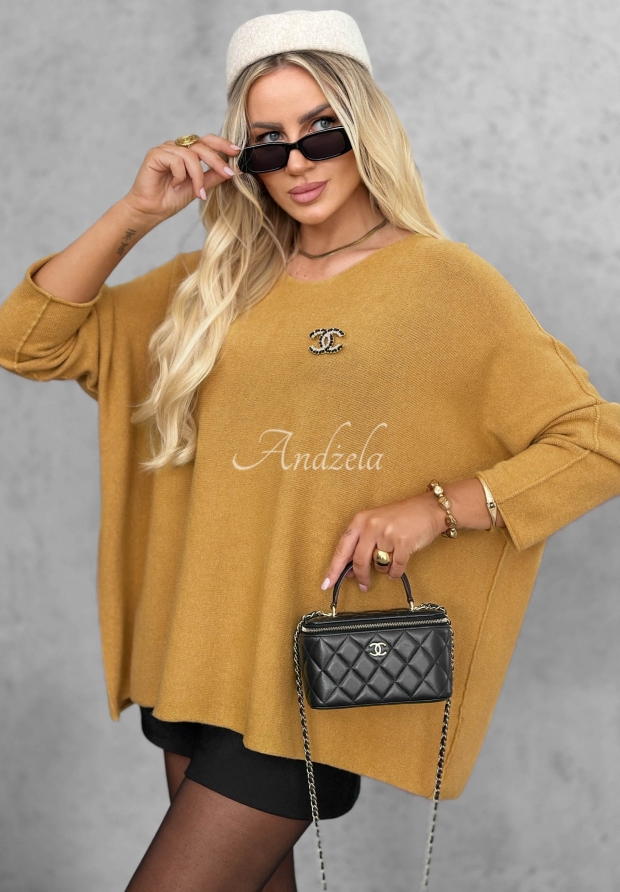 Oversize-Pullover aus Viskose Mellow Light Senffarben