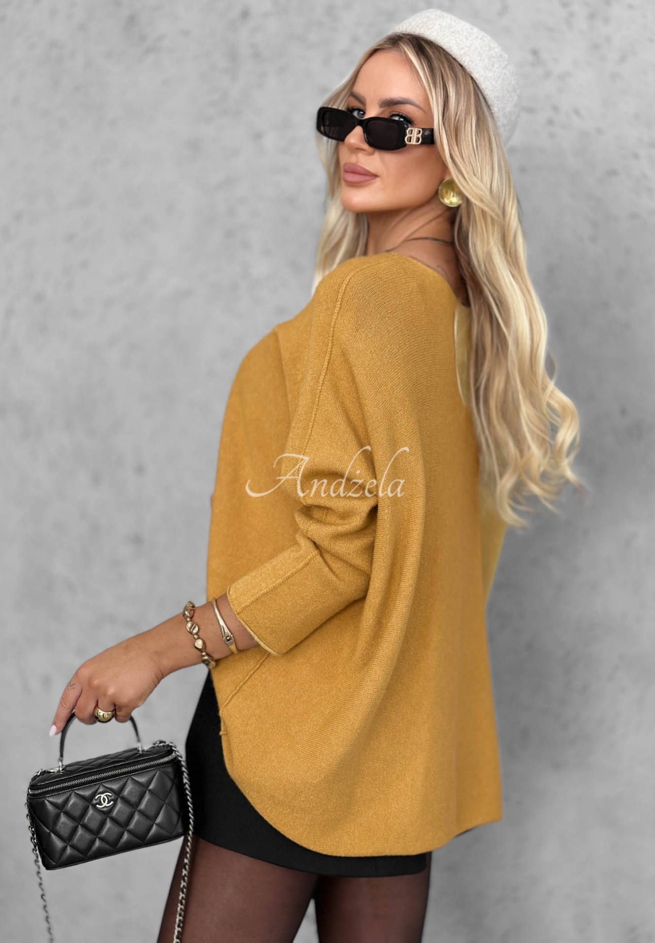 Oversize-Pullover aus Viskose Mellow Light Senffarben