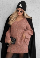 Sweterkowa Kleid mini z dekoltem w serek Cloud Hug Mokkafarben