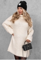 Miękki Pullover oversize z golfem Cozy Babe czekoladowo-Weiß