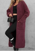 Lange oversized Strickjacke mit Taschen Marbelio Burgunderrot