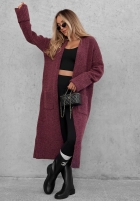 Lange oversized Strickjacke mit Taschen Marbelio Burgunderrot