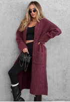 Lange oversized Strickjacke mit Taschen Marbelio Burgunderrot