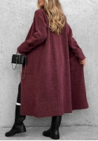 Lange oversized Strickjacke mit Taschen Marbelio Burgunderrot