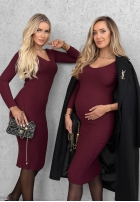 Dopasowa Kleid midi longsleeve z dekoltem City Morning Schokoladenbraun