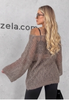Długi moherowy Pullover z paskiem Sweet Comfort Burgunderrot