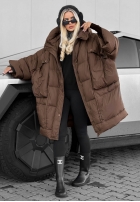Puchowa Jacke oversize z kapturem Frozen Tale Schokoladenbraun