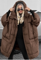 Puchowa Jacke oversize z kapturem Frozen Tale Schokoladenbraun