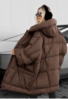 Puchowa Jacke oversize z kapturem Frozen Tale Schokoladenbraun