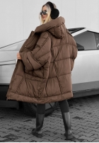 Puchowa Jacke oversize z kapturem Frozen Tale Schokoladenbraun