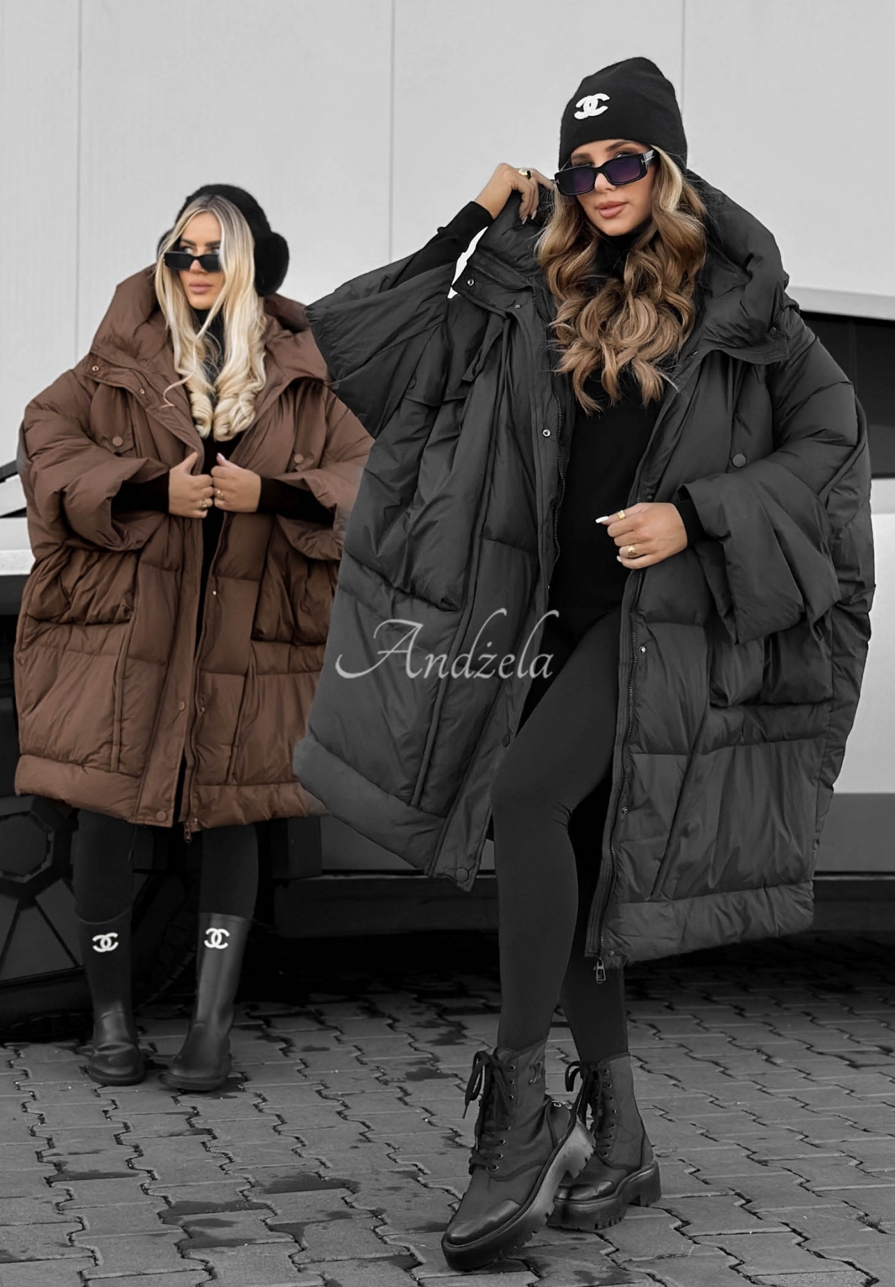 Oversize-Daunenjacke mit Kapuze Frozen Tale Schwarz