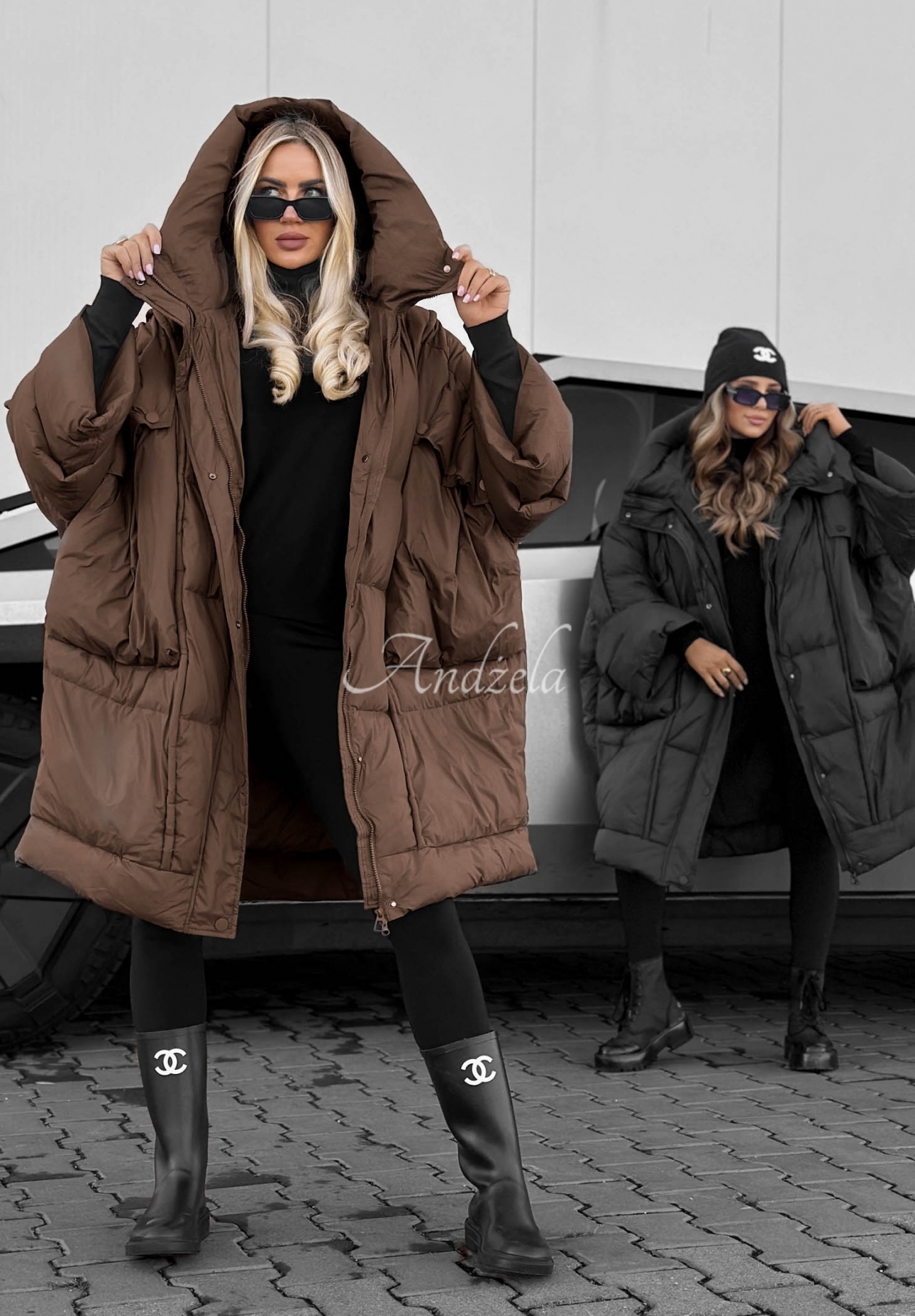 Oversize-Daunenjacke mit Kapuze Frozen Tale Schwarz