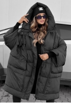 Puchowa Jacke oversize z kapturem Frozen Tale Schokoladenbraun