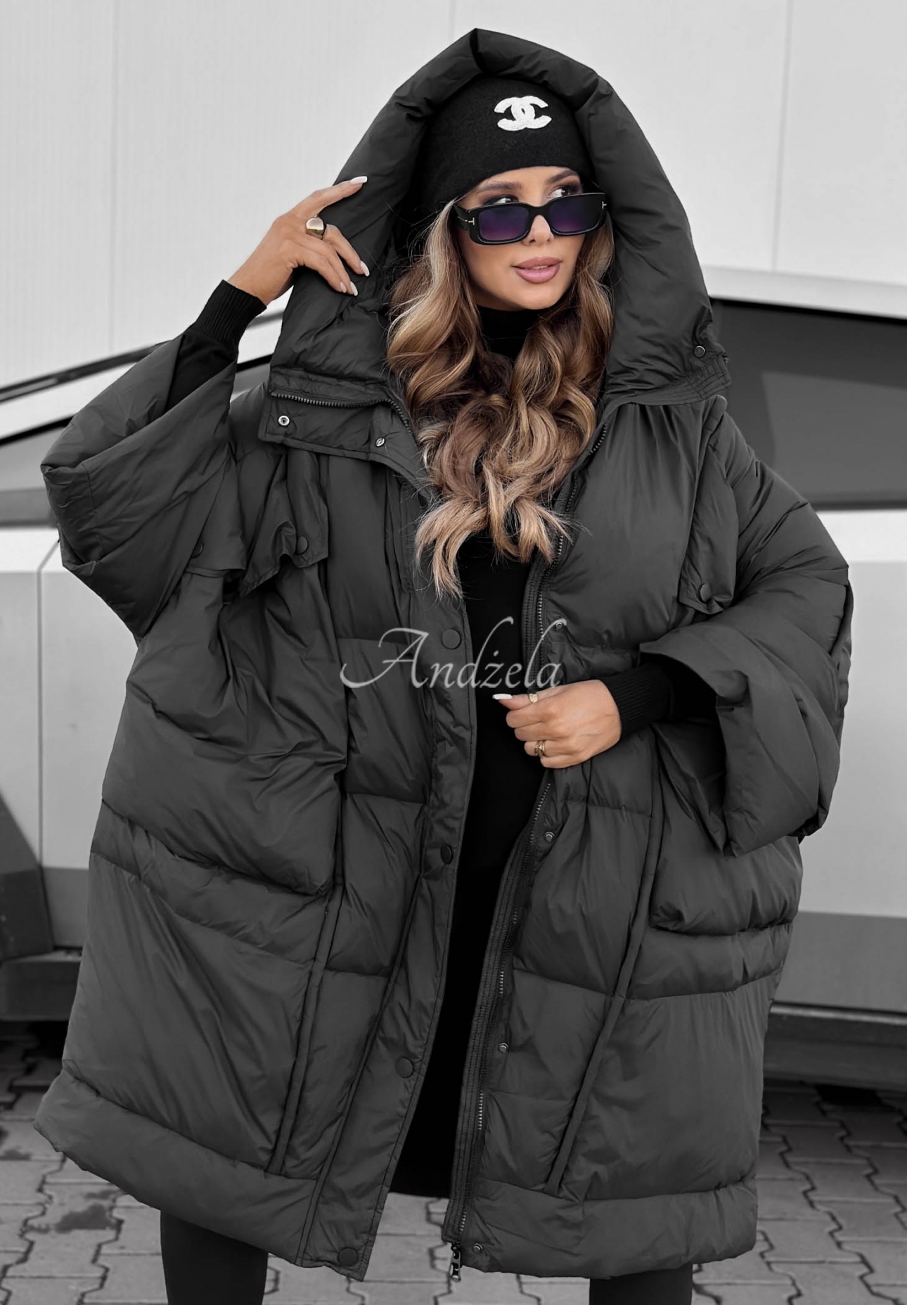 Oversize-Daunenjacke mit Kapuze Frozen Tale Schwarz
