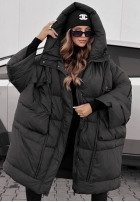 Puchowa Jacke oversize z kapturem Frozen Tale Schokoladenbraun
