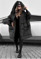 Puchowa Jacke oversize z kapturem Frozen Tale Schokoladenbraun