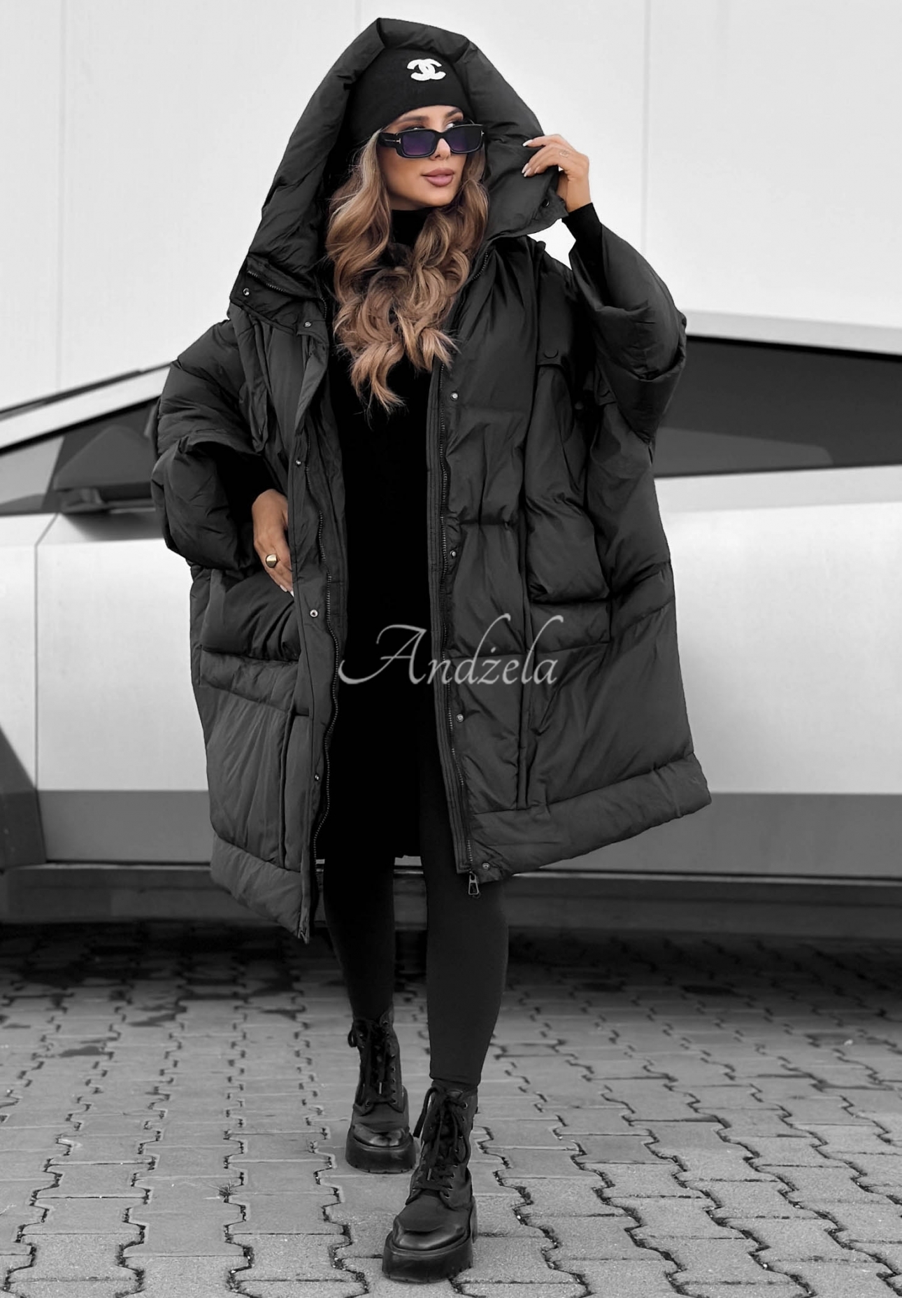 Oversize-Daunenjacke mit Kapuze Frozen Tale Schwarz