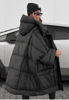 Puchowa Jacke oversize z kapturem Frozen Tale Schokoladenbraun