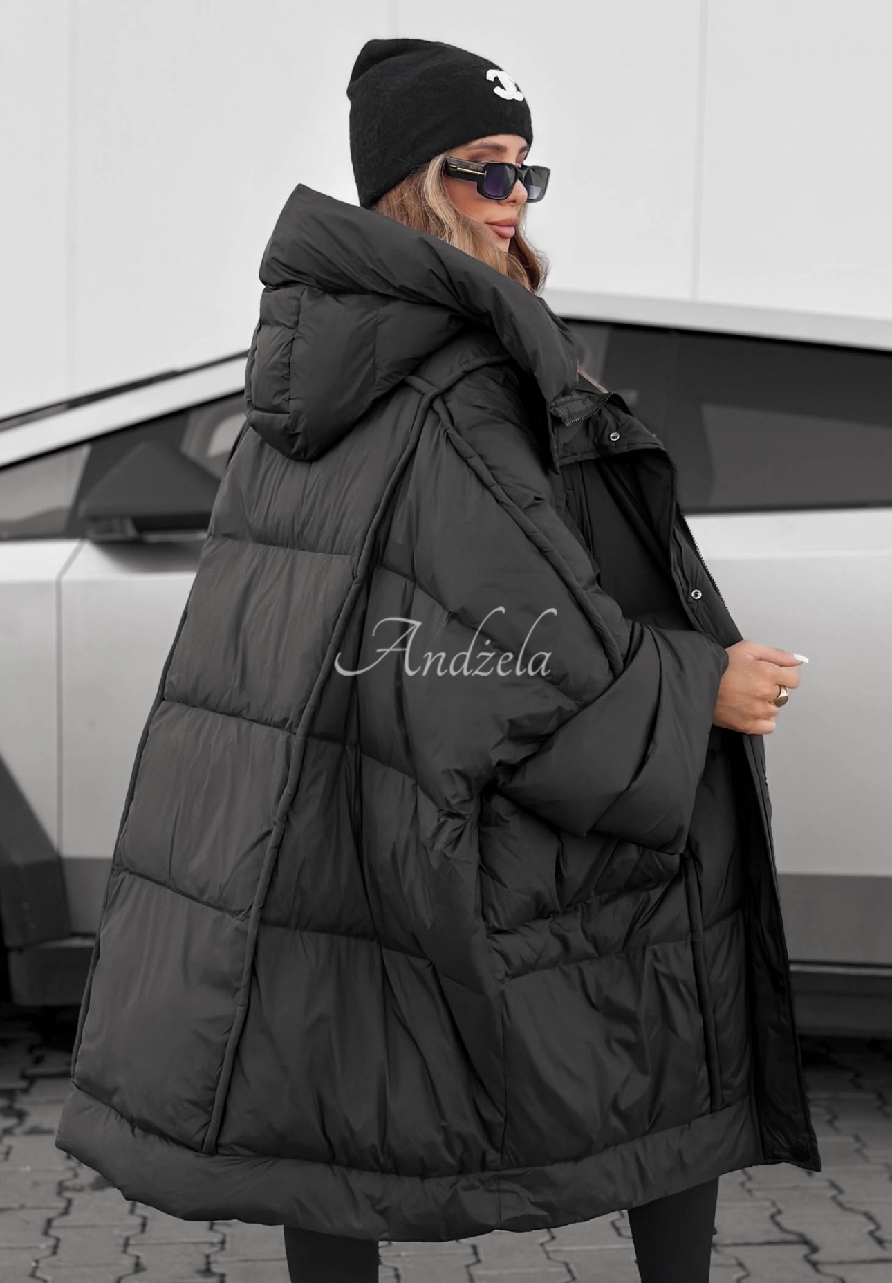 Oversize-Daunenjacke mit Kapuze Frozen Tale Schwarz