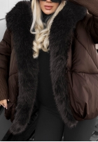 Pikowana Jacke z futerkiem Fall Harmony Schokoladenbraun