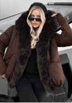 Pikowana Jacke z futerkiem Fall Harmony Schokoladenbraun