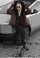 Pikowana Jacke z futerkiem Fall Harmony Schokoladenbraun