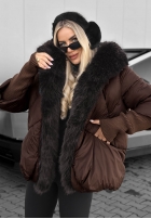 Pikowana Jacke z futerkiem Fall Harmony Schokoladenbraun