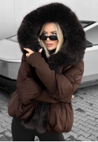 Pikowana Jacke z futerkiem Fall Harmony Schokoladenbraun