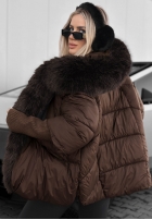 Pikowana Jacke z futerkiem Fall Harmony Schokoladenbraun