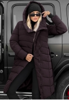Długa pikowana Jacke z kapturem i paskiem Snow Empress Beerenfarben