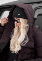 Długa pikowana Jacke z kapturem i paskiem Snow Empress Beerenfarben