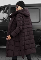 Długa pikowana Jacke z kapturem i paskiem Snow Empress Beerenfarben