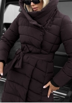 Długa pikowana Jacke z kapturem i paskiem Snow Empress Beerenfarben