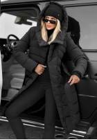 Długa pikowana Jacke z kapturem i paskiem Snow Empress Beerenfarben