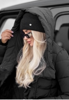 Długa pikowana Jacke z kapturem i paskiem Snow Empress Beerenfarben