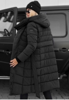 Długa pikowana Jacke z kapturem i paskiem Snow Empress Beerenfarben