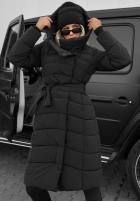 Długa pikowana Jacke z kapturem i paskiem Snow Empress Beerenfarben