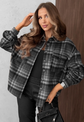 Kariertes Hemd mit Wollanteil Maple Plaid Schwarz