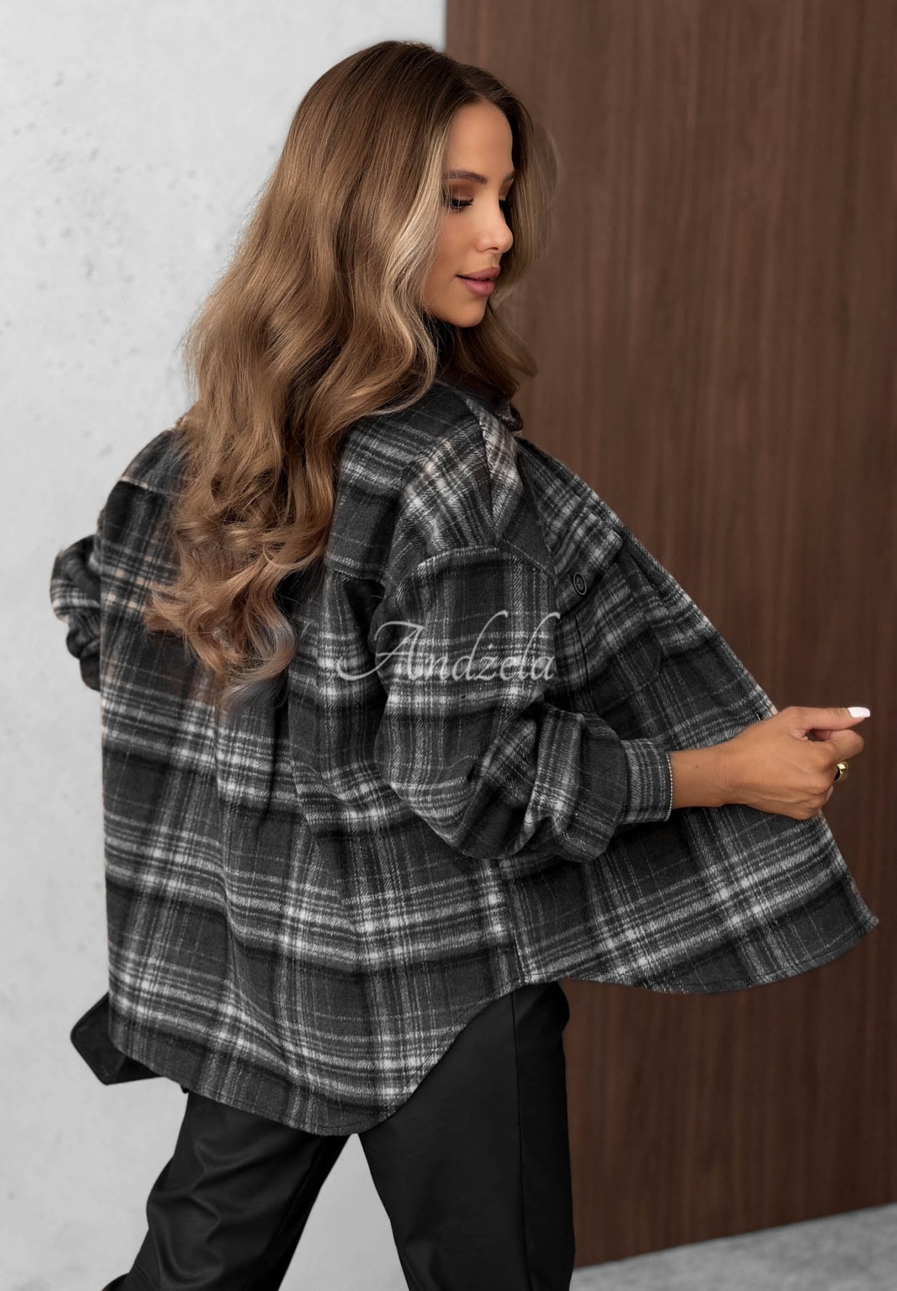 Kariertes Hemd mit Wollanteil Maple Plaid Schwarz