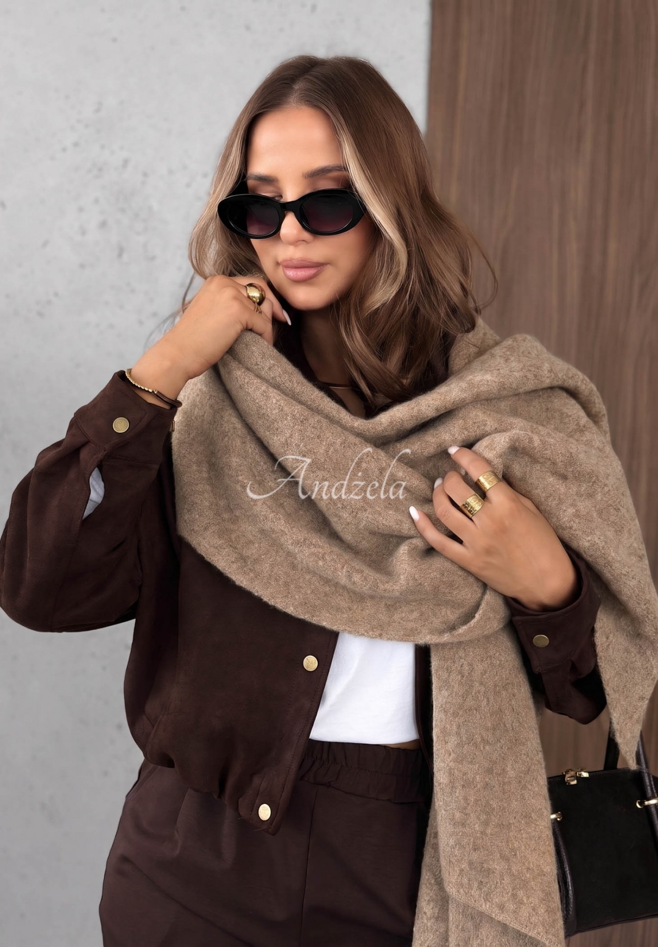 Schal mit Wolle Copper Sky Beige