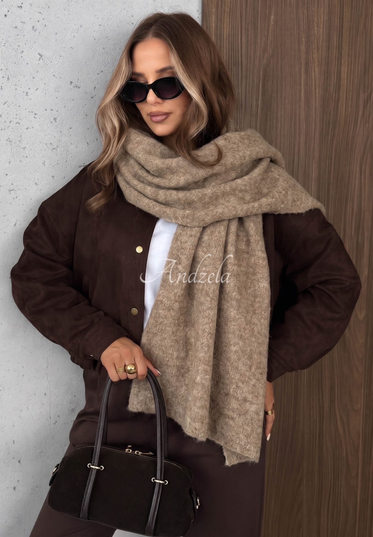 Schal mit Wolle Copper Sky Beige