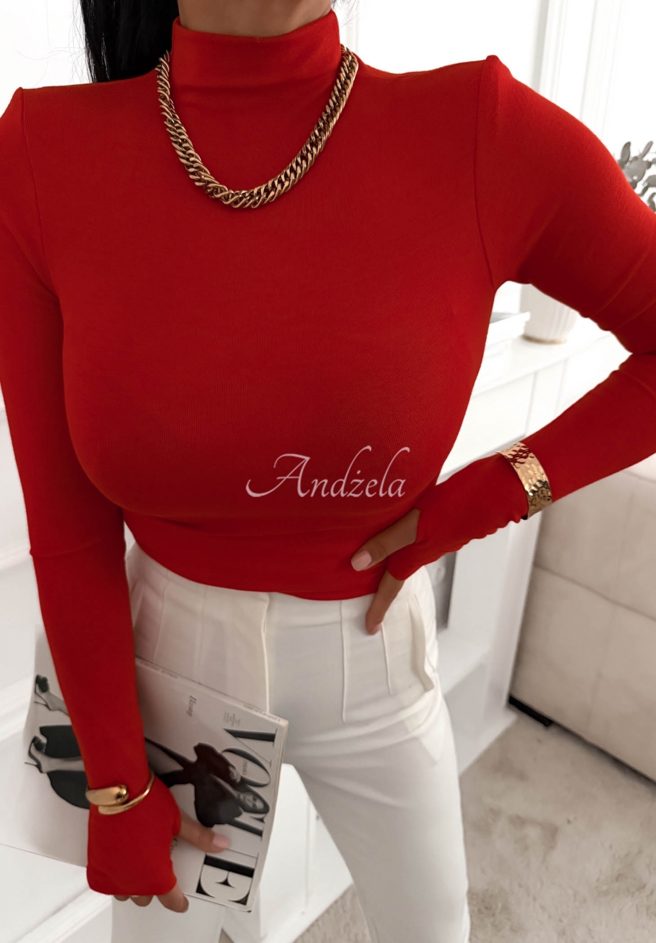 Bluse mit longsleeve und Turtleneck First Of All Rot