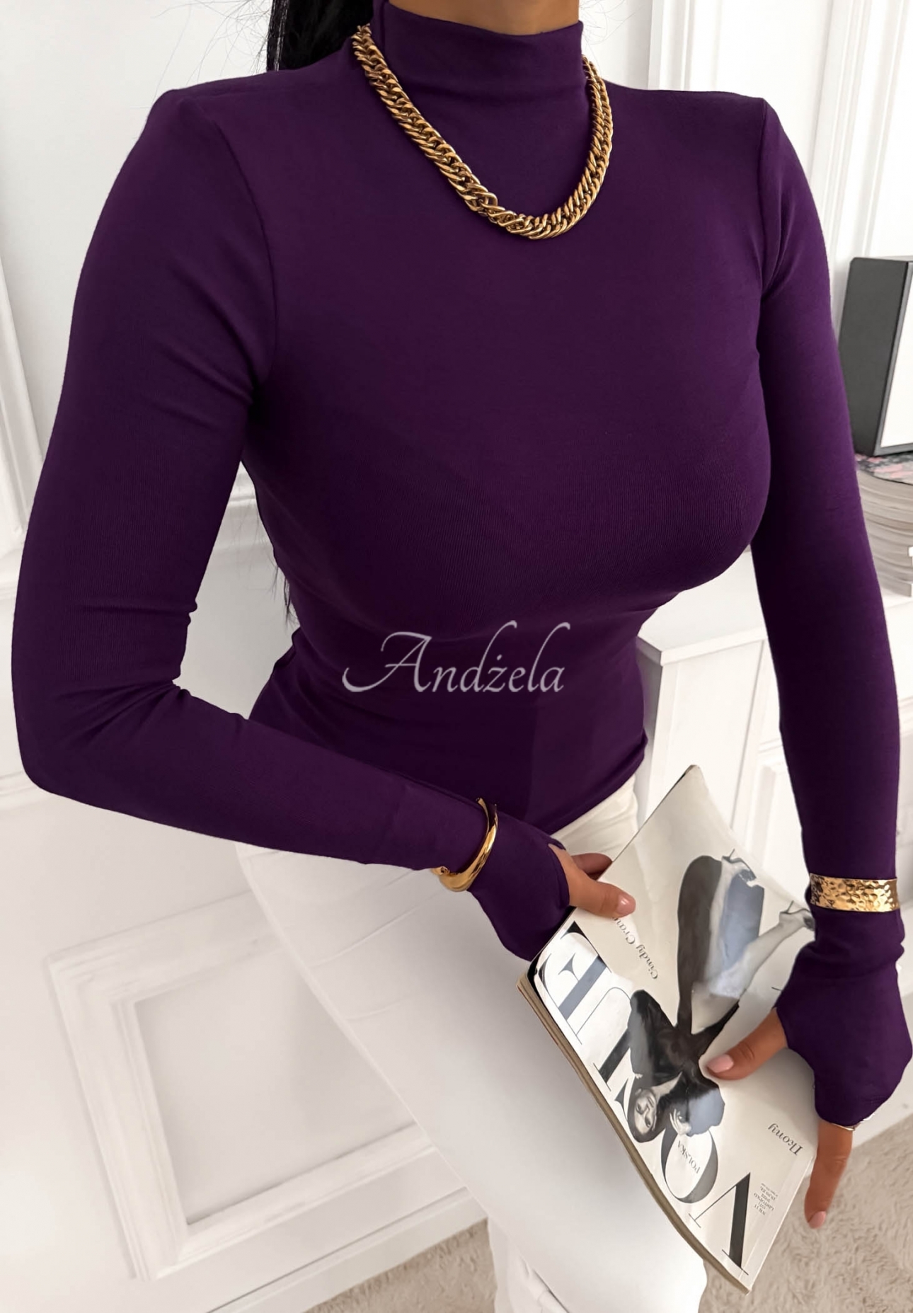 Bluse mit longsleeve und Turtleneck First Of All Beerenfarben