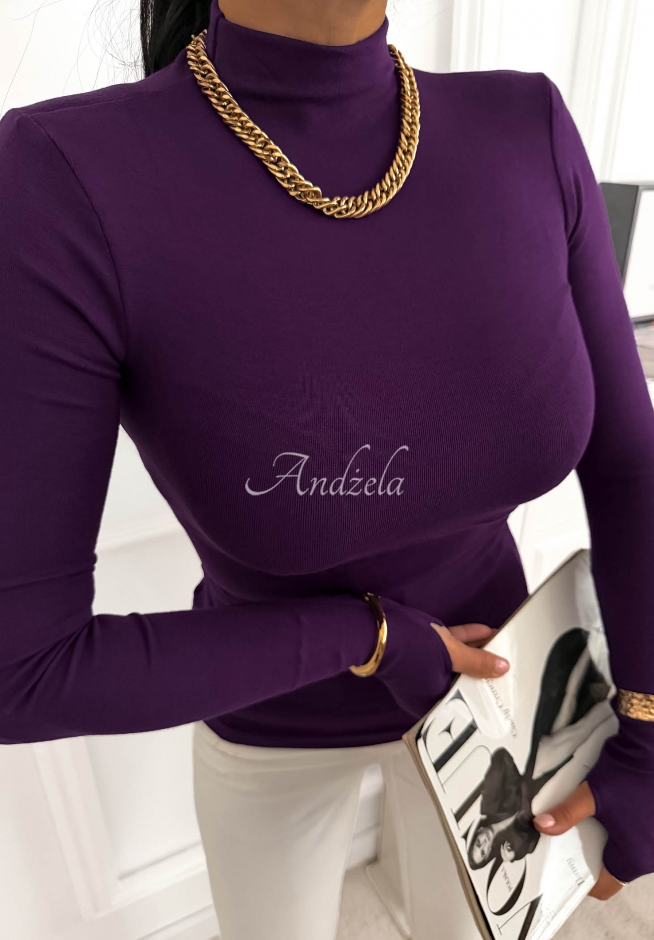 Bluse mit longsleeve und Turtleneck First Of All Beerenfarben