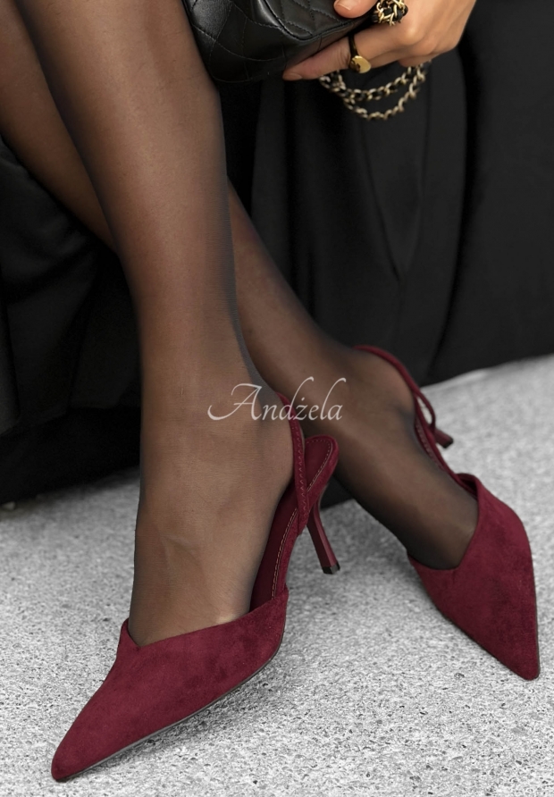Sandalen aus Wildlederimitat mit Stilettoabsatz Eternal Elegance Burgund